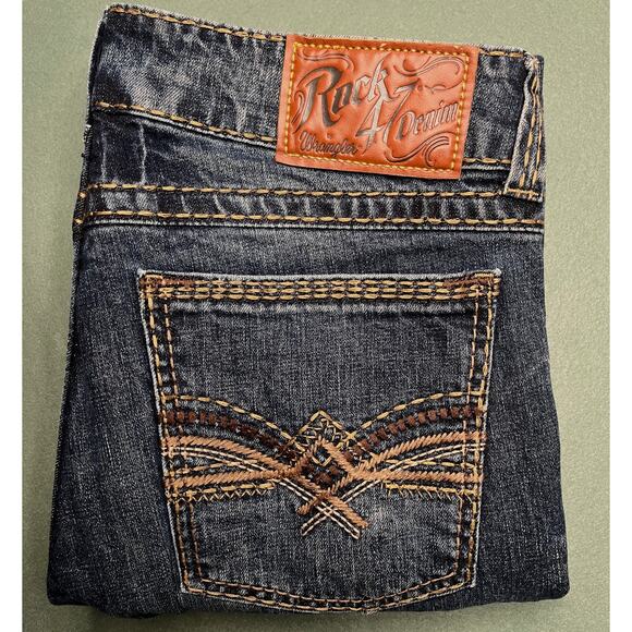 Wrangler Rock 47 Denim men's jeans slim boot dark washed 33 x 34 - Picture 6 of 7